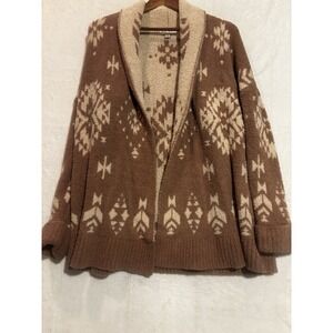 Knox Rose Women's Cardigan Sweater Small Geometric Print Open Front Super Soft